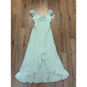 Derek Heart Sage Green Eyelet Maxi Dress Womens Size S Smocked Sweetheart